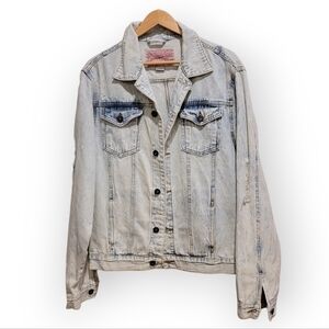 Brooklyn Cloth Vintage Acid Wash Distressed Denim Jean Jacket Size Large